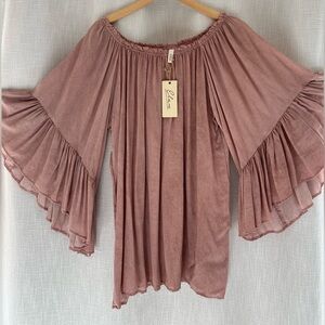Elan Dusty Rose Off-Shoulder Blouse